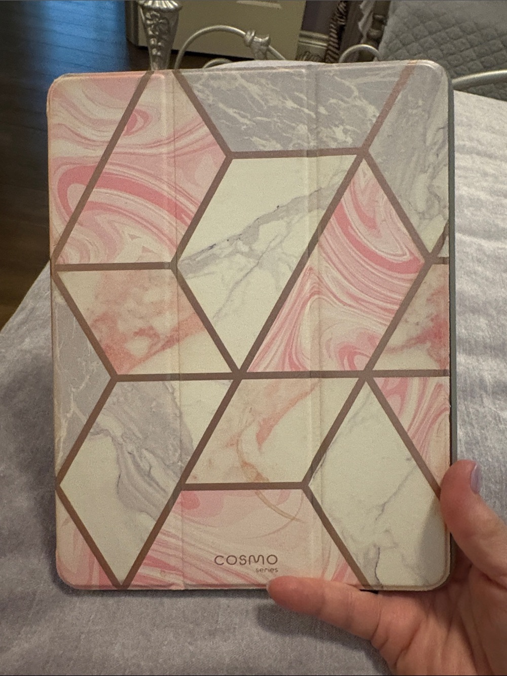 Pink Marble Geometric Tablet Cover